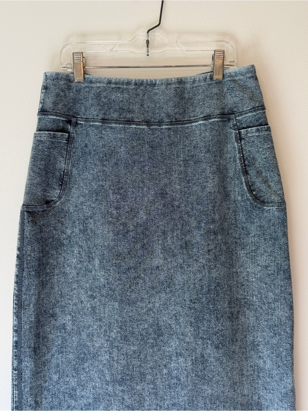 Snoga Acid Washed Blue Stretch Denim Long Column Jean Skirt size Medium Cottage - Picture 12 of 16